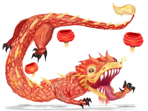 Chinese Dragon Red Lanterns