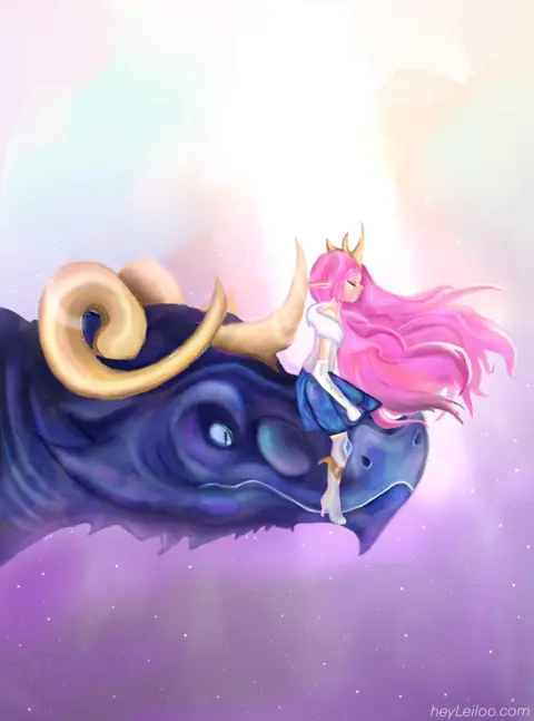 Princess Riding Blue Dragon