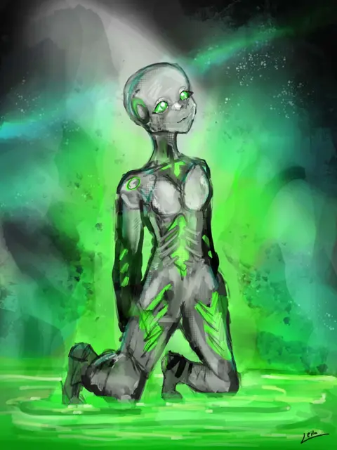 Android Girl In Green Pool