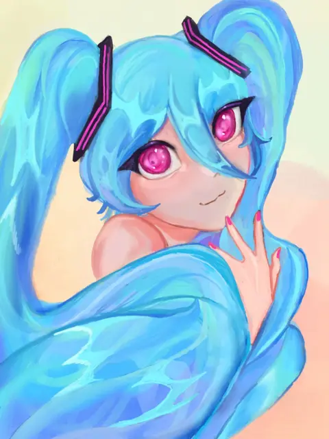 Hatsune Miku Pink Eyes Portrait