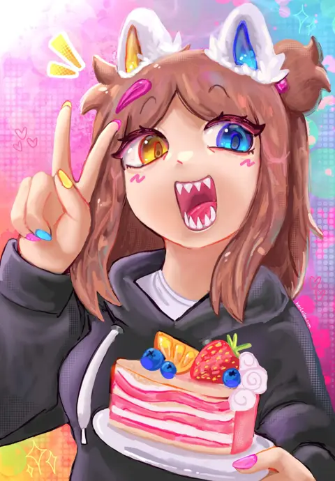 Leiloo Cake Peace Sign Portrait