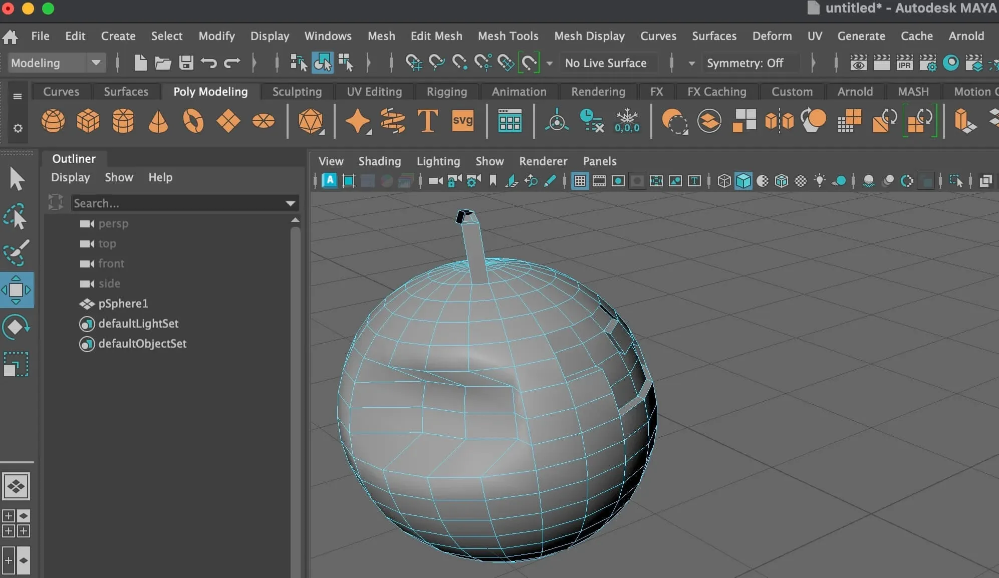 Autodesk Maya channel box on the right side of the workspace showing translate, rotate, and scale attributes for the selected object