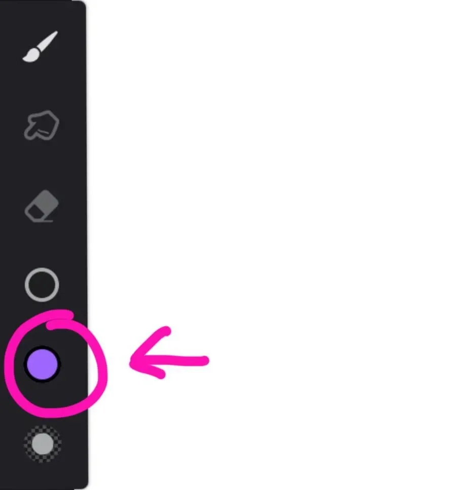 Corel Painter toolbar showing the small colour circle that opens the full colour palette when clicked